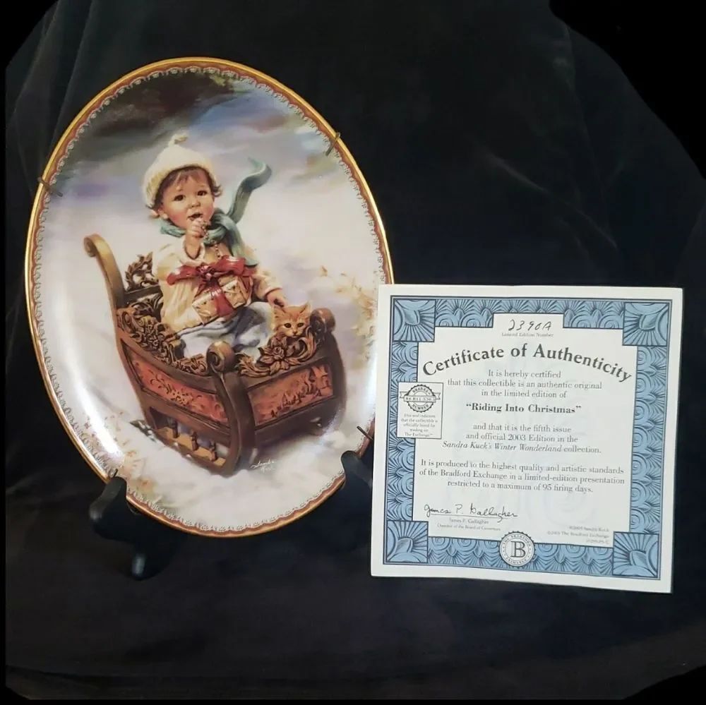 2003 Bradford Exchange "Riding Into Christmas" by Sandra Kuck, Collector Plate